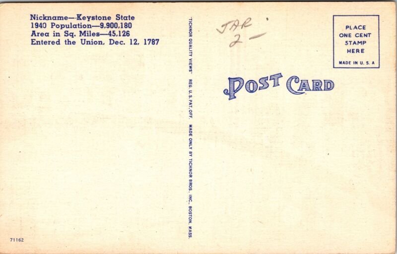 Greetings From Pennsylvania PA Large Letters Keystone State Postcard VTG UNP