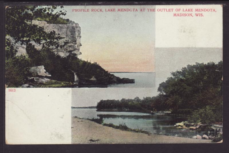 Profile Rock,Mendota Lake,Madison,WI Postcard