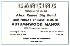 Alex Renee Big Band Dancing Autumnwood Manor Buffalo NY, Advertising Postcard 