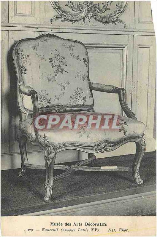 Old Postcard Musee des Arts Decoratifs Armchair (Louis XV)