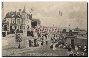 Old Postcard Trouville The beach promenade