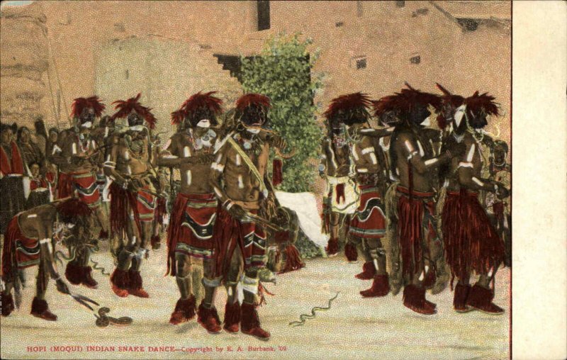 Vintage WALPI ARIZONA AZ Moqui Hopi Snake Dance AMERICAN INDIANS Postcard