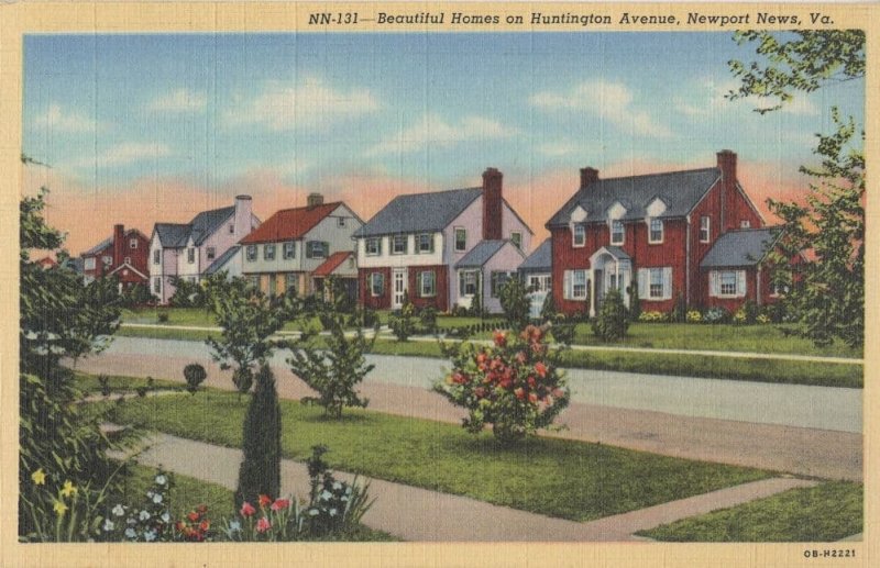 Beautiful Homes On Huntington Avenue Newport VA Postcard