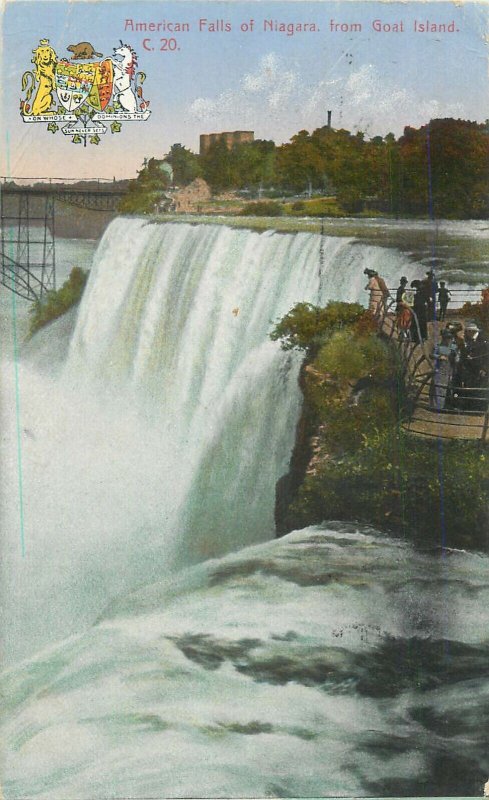 American Falls of Niagara from Goat Island scenic postcard 