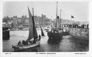 Bridlington East Yorkshire England boats in harbour real photo pc Z46049