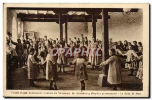 Old Postcard Strasbourg Summer Camp (children) Protestant section The games room