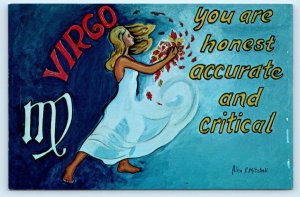 VIRGO Zodiac Sign Art ~ ALICE F. MITCHELL Artist 1960s-70s Astrology Postcard