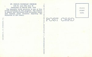 Vintage Postcard 1930's St. Paul's Catholic Church St. Petersburg FL Florida