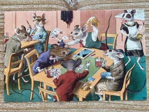 Mainzer Mice, Card Party, 4899, Eugen Hartung, Unused, Vintage Postcard