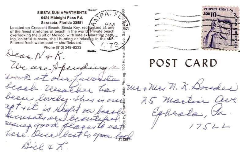 Postcard BEACH SCENE Sarasota Florida FL AQ2372