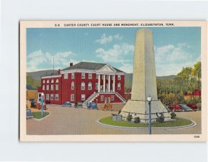 Postcard Carter County Court House And Monument, Elizabethton, Tennessee