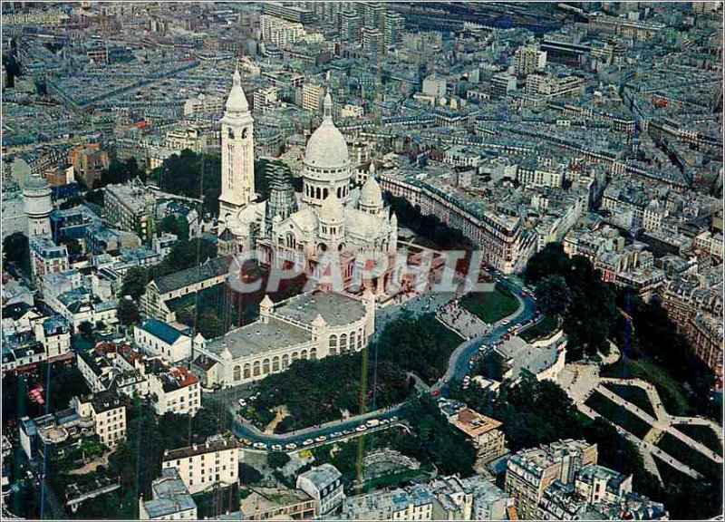 Modern Postcard Paris Aerial view of the Sacre Coeur Basilica