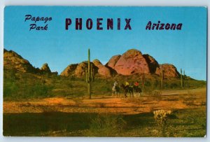 Phoenix Arizona Postcard Papago Park Horseback Riding Desert Exterior View 1960
