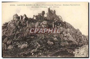 Postcard Old St. Agnes surroundings Menton Saracen Ruins of old castle