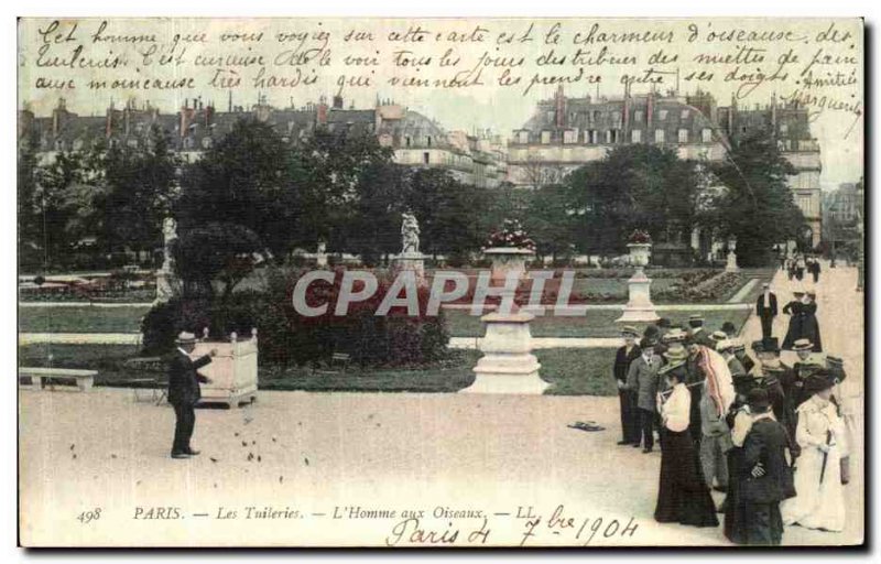 Old Postcard Paris Tuileries The Bird Man TOP