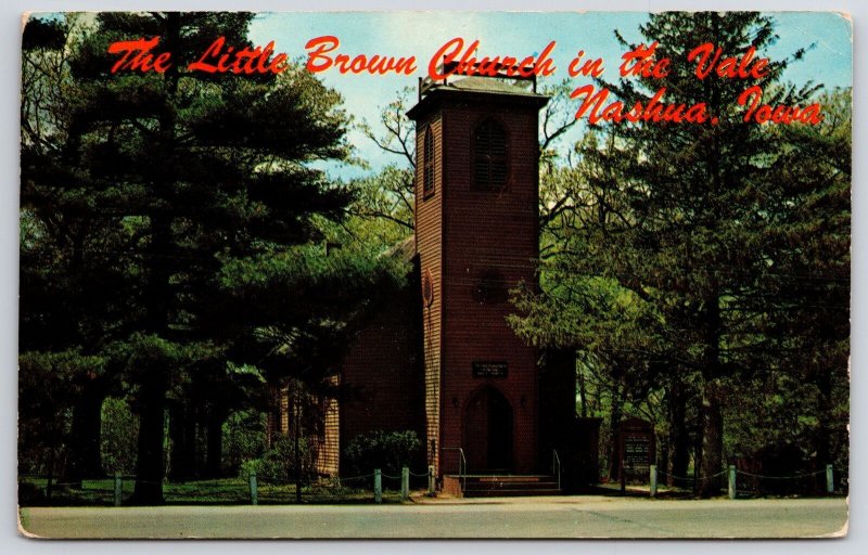 The Little Brown Church In Vale Nashua Iowa Roadway & Trees Landmarks Postcard