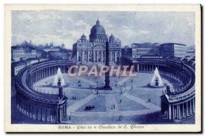 Old Postcard Roma Piazza e Basilica di Pietro S