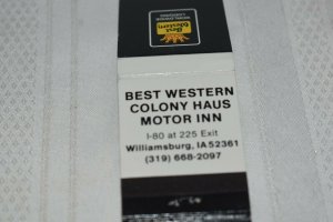 Best Western Colony Haus Motor Inn 20 Strike Matchbook Cover