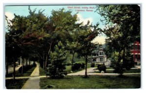 LAWRENCE, Kansas KS ~ ELLIOTT STREET Scene looking West c1910s Postcard