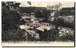 Old Postcard Pierrefonds Chateau l'Etang and Gare