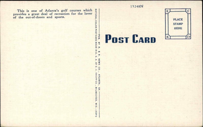 Atlanta GA Georgia Golf Course Vintage Postcard