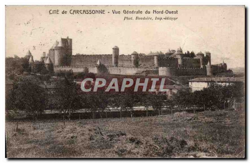 Postcard Old Cite Carcassonne North West General View
