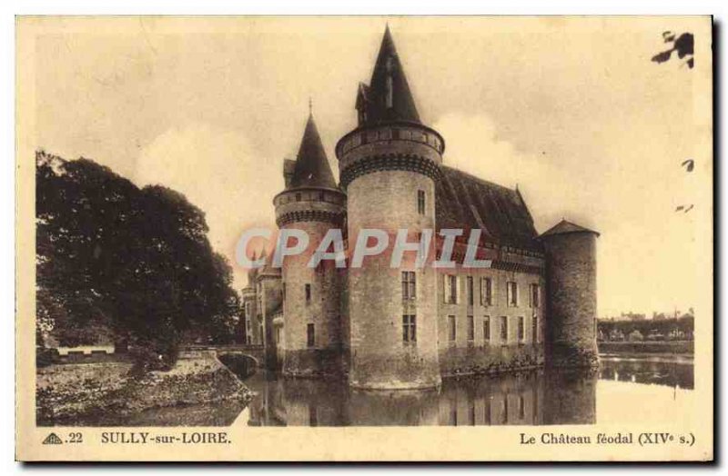 Old Postcard Sully sur Loire Chateau Feodal (XIV)