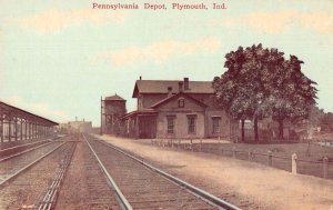 Plymouth Indiana Pennsylvania Depot Train Station Vintage Postcard AA44913