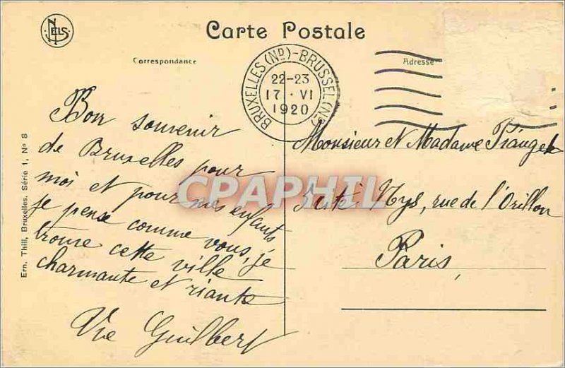 Old Postcard Brussels Palace of Justice and Monument to victims of premeir Be...