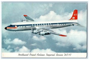 Northwest Orient Airlines Imperial Service DC-7C Unposted Vintage Postcard