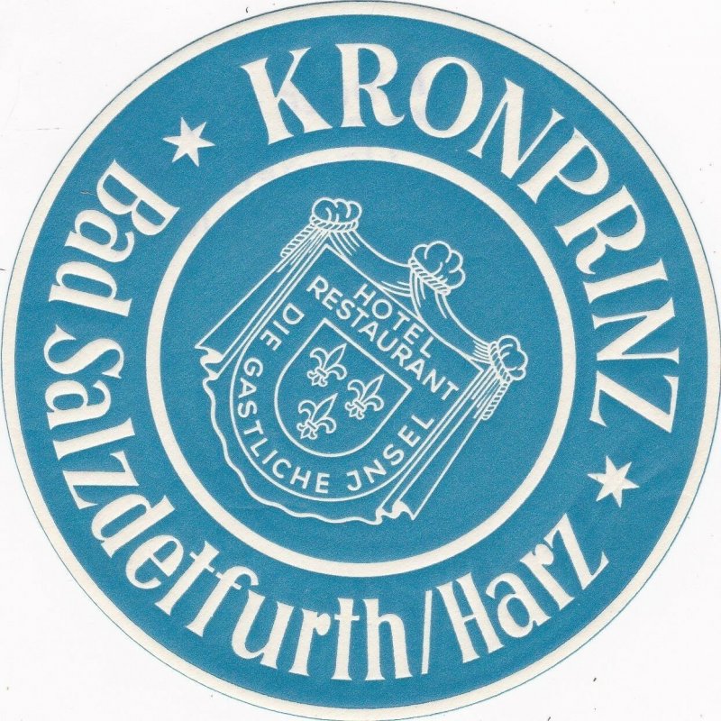 Germany Bad Salzdetfurth Hotel Kronprinz Vintage Luggage Label sk2881