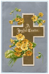 Easter Postcard Holy Cross Yellow Flowers Winsch Back Embossed c1910's Antique