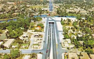 FT LAUDERDALE FLORIDA~TUNNEL UNDER NEW RIVER & U.S. #1 HWY POSTCARD 1968 PMK