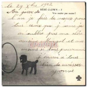 Old Postcard Circus Clown Dog Bebe