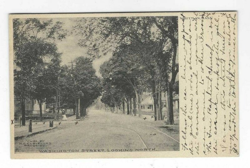 2) 1900s postcards of Washington Street, Whitman, Mass.