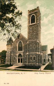Vintage Postcard Holy Family Church Watertown NY Jefferson County