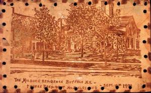 BUFFALO NY-MILBURN RESIDENCE-PRESIDENT McKINLEY DIED-LEATHER  POSTCARD 1900s