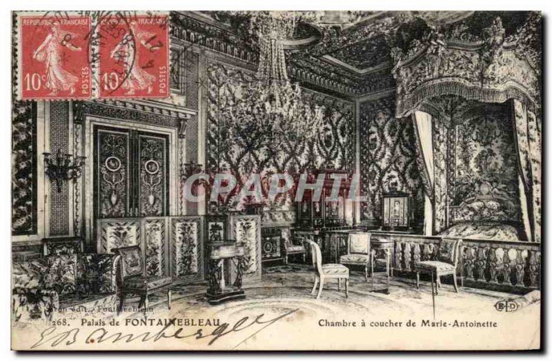 Old Postcard Palace of Fontainebleau Bedroom Marie Antoinette