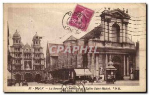 Old Postcard Dijon Commodity Exchange and L & # 39Eglise Saint Michel