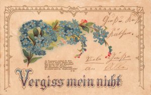A061 Greetings 1907 Forget me not Flowers poem vintage postcard