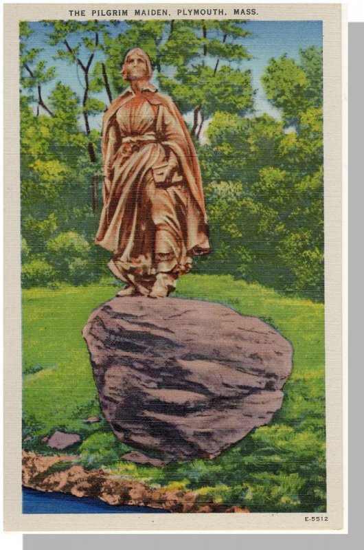 Nice Plymouth, Massachusetts/MA Postcard, Statue Of Pilgrim Maiden, Near Mint!