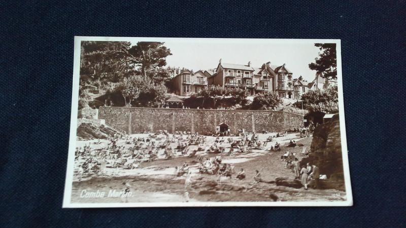 Black And White Postcard Combe Martin Devon With Postage Stamp