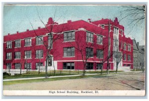 Rockford Illinois Postcard High School Building Exterior c1910 Vintage Antique