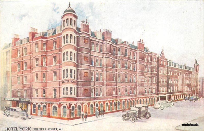 1920s Hotel York autos London UK Artist impression postcard 5853