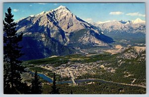 Banff & Cascade Mountain, Canadian Rockies Alberta, Vintage Chrome Postcard, NOS