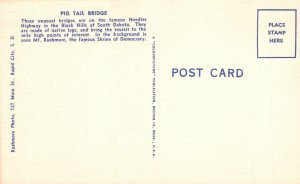 Vintage Postcard 1930's View of Pig Tail Bridge Black Hills of South Dakota SD