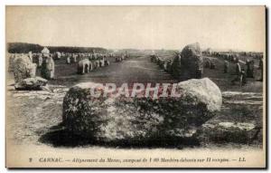 Carnac Postcard Old Menec Alignment consists of 69 standing stones standing i...