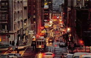 BUSY CABLE CARS Powell Street Night Scene SAN FRANCISCO 1964 Vintage Postcard