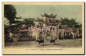 Old Postcard Tonkin Sontay Pagoda Mandarins