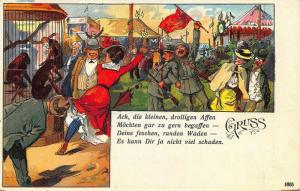 1890's Grus Aus Germany Circus Monkeys Multi-color Postcard